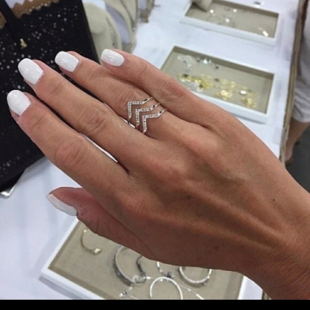 Stella & Dot Pave Chevron ring - silver